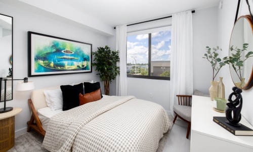 bedroom with spacious areas and including large windows